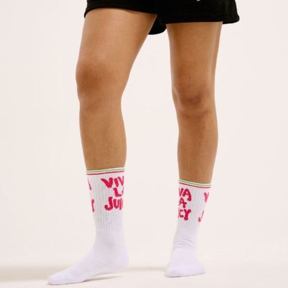 Juicy Couture White & Pink VIVA LA JUICY Women’s Ribbed Crew Athletic Socks - Picture 11 of 11